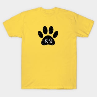 K9 Distressed Black Dog Paw Print T-Shirt